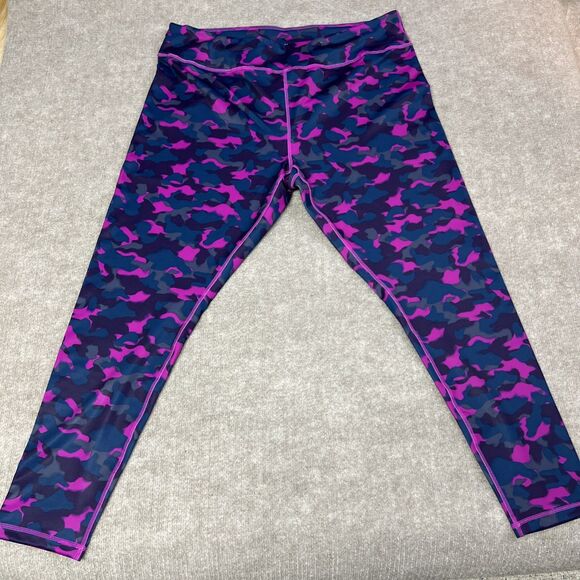 Zella High Waist Leggings 3X Purple Camo Full Length Moisture Wicking Stretch - Picture 1 of 6